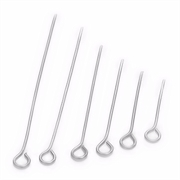 Perlestave med øje sortiment. Forsølvet. 16 - 50 mm. 800 stk.